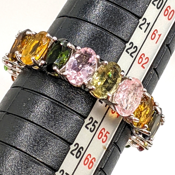 Multi-colored Tourmaline Gemstone Eternity Ring - Picture 12 of 15